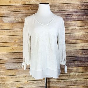 Sanctuary White Sylvie Tiered Hem Linen Blouse